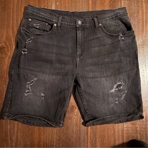 Ring of Fire Distressed Black Denim Shorts Size 36